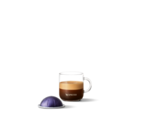 Foto com cápsula e xícara de café tamanho Espresso